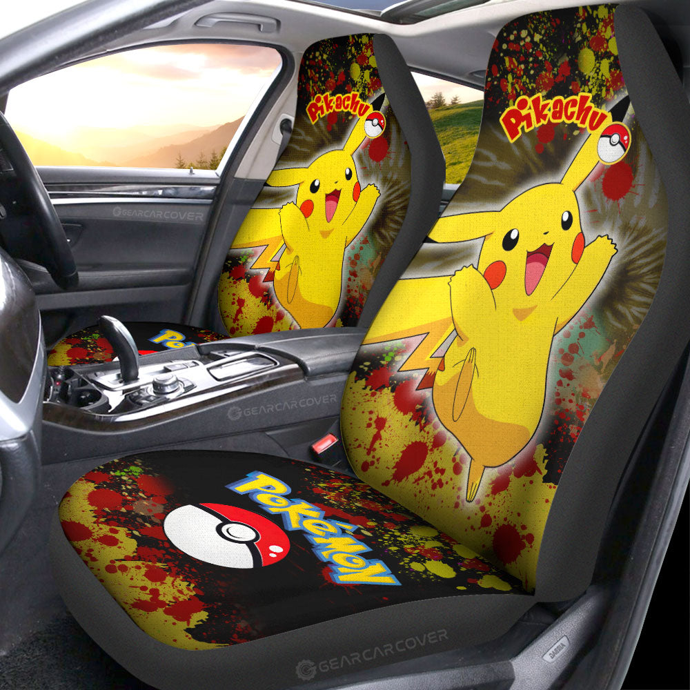 Pikachu Car Seat Covers Custom Tie Dye Style Anime Car Accessories - Gearcarcover - 2