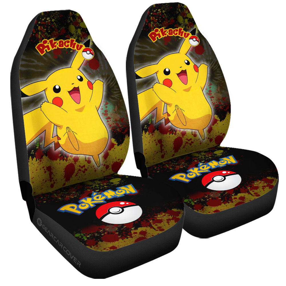 Pikachu Car Seat Covers Custom Tie Dye Style Anime Car Accessories - Gearcarcover - 3
