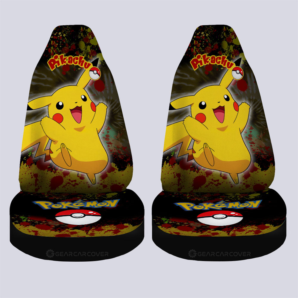 Pikachu Car Seat Covers Custom Tie Dye Style Anime Car Accessories - Gearcarcover - 4