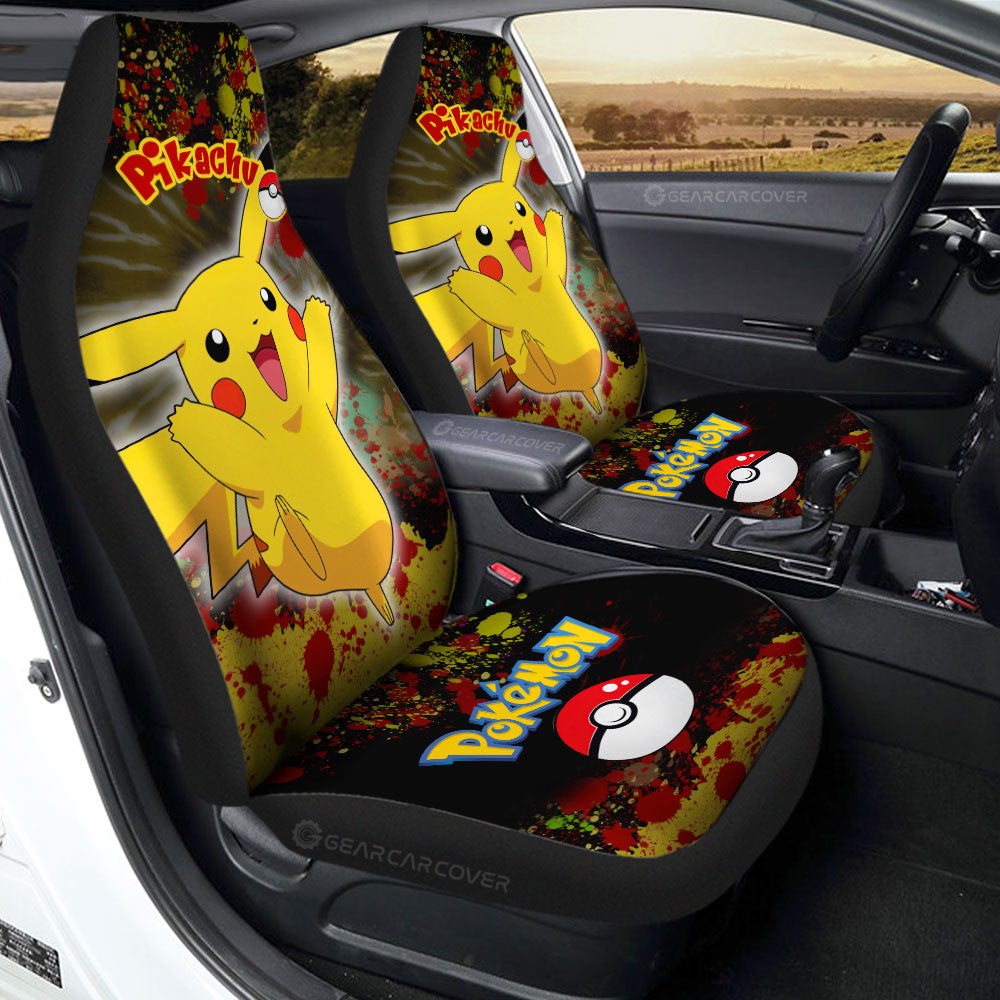 Pikachu Car Seat Covers Custom Tie Dye Style Anime Car Accessories - Gearcarcover - 1