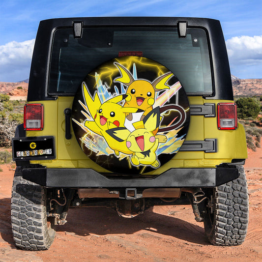 Pikachu Evolution Spare Tire Cover Custom Anime - Gearcarcover - 2