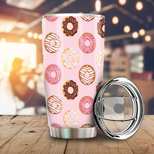 Pink Donuts Tumbler Cup Custom Girly Pattern Car Accessories - Gearcarcover - 1