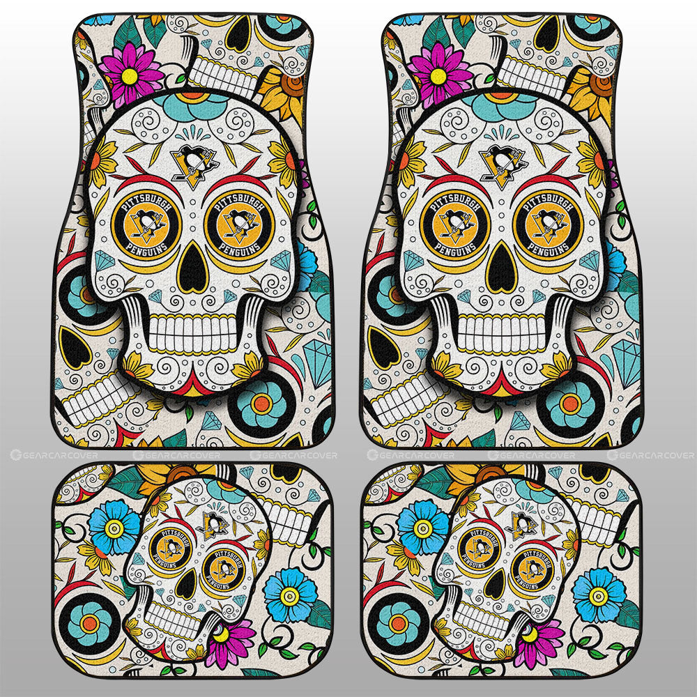 Pittsburgh Penguins Car Floor Mats Custom Sugar Skull Car Accessories - Gearcarcover - 1