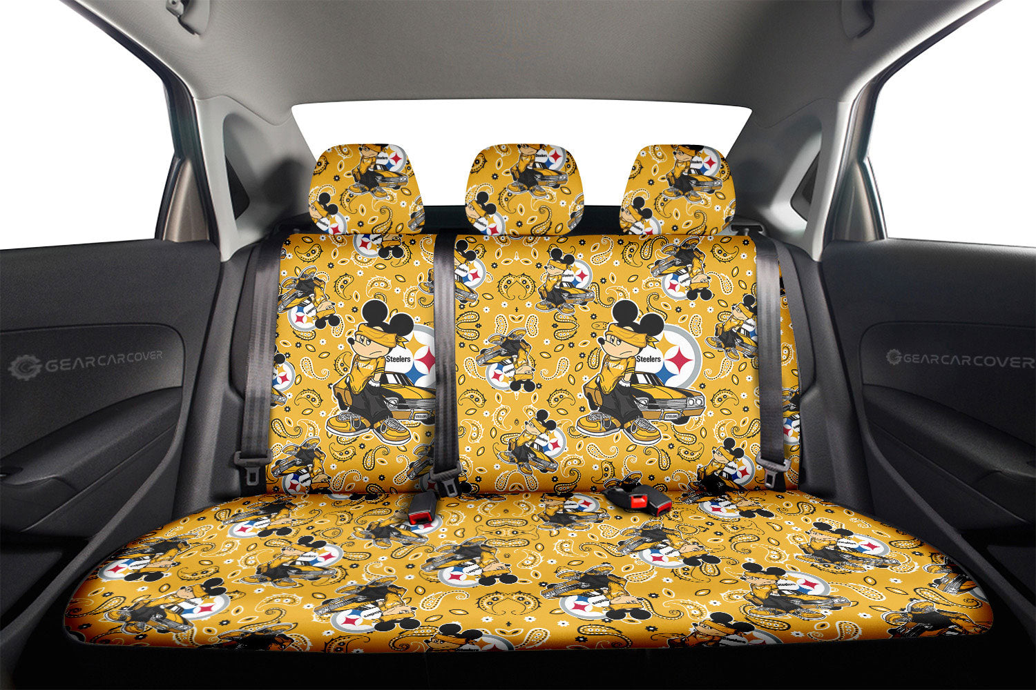 Pittsburgh Steelers Car Back Seat Covers Cartoon Theme Collection - Gearcarcover - 2