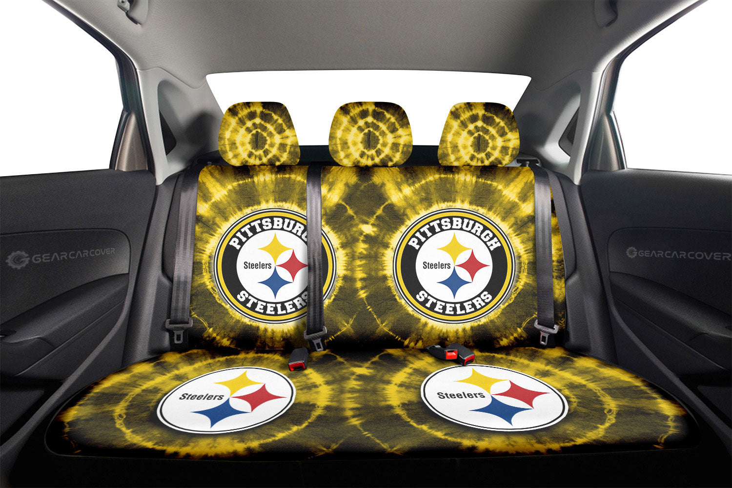 Pittsburgh Steelers Car Back Seat Covers Custom Tie Dye Car Accessories - Gearcarcover - 2