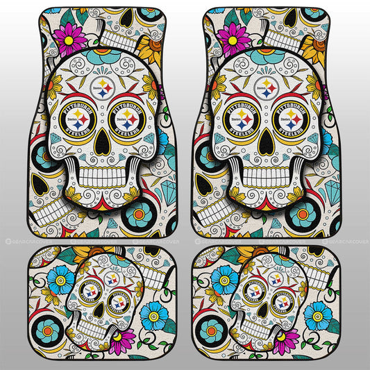 Pittsburgh Steelers Car Floor Mats Custom Sugar Skull Car Accessories - Gearcarcover - 1