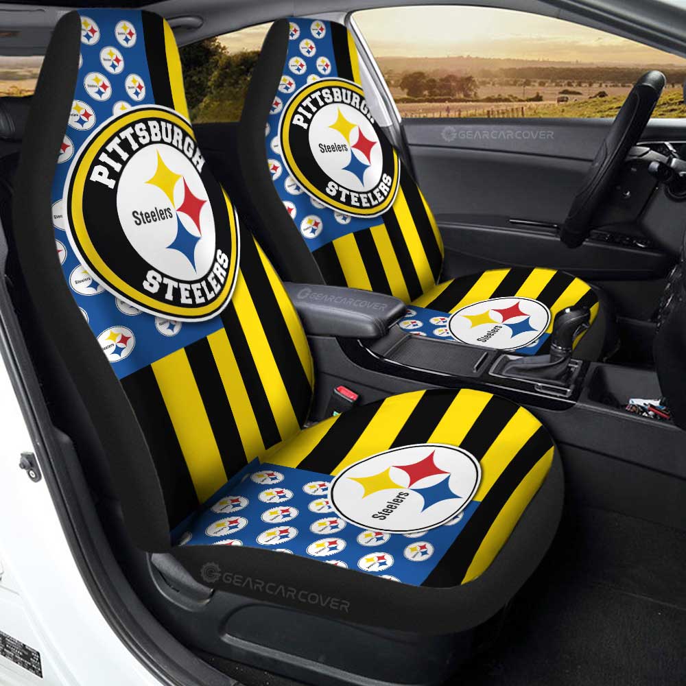 Pittsburgh Steelers Car Seat Covers Custom US Flag Style - Gearcarcover - 1