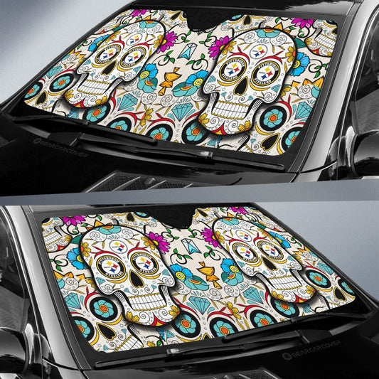 Pittsburgh Steelers Car Sunshade Custom Sugar Skull Car Accessories - Gearcarcover - 2