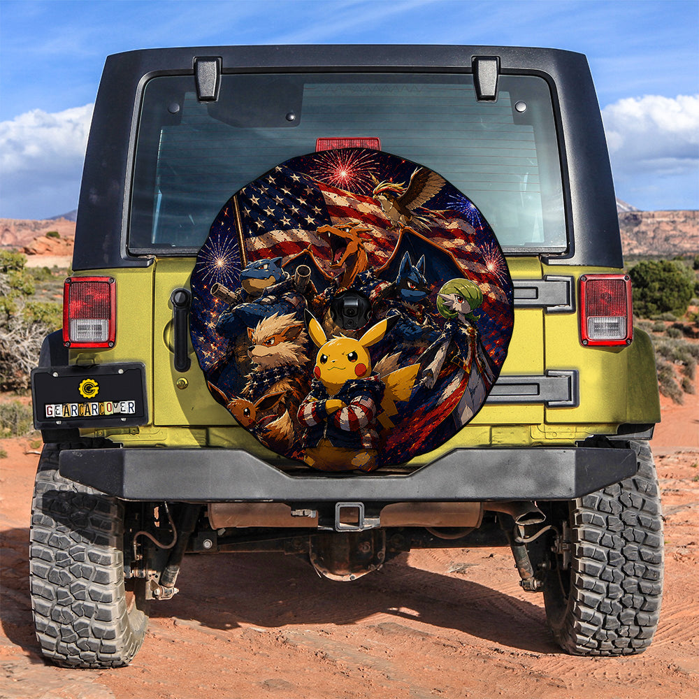 Pokemon USA 250 Years Spare Tire Cover With Camera Hole - Gearcarcover - 3