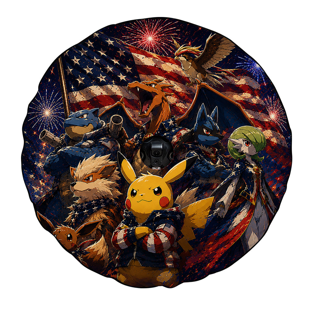 Pokemon USA 250 Years Spare Tire Cover With Camera Hole - Gearcarcover - 4