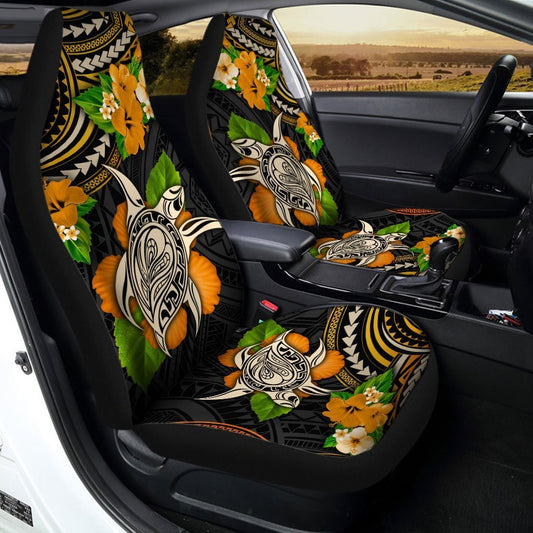 Polynesian Turtle Car Seat Covers Custom Hibiscus Flower - Gearcarcover - 2