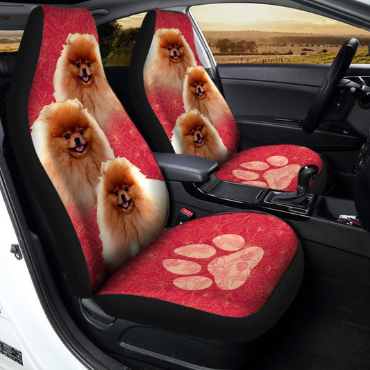 Pomeranian Car Seat Covers Custom Cute Dog Car Interior Accessories - Gearcarcover - 1