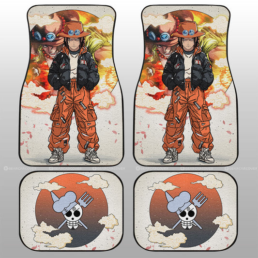 Portgas D Ace Car Floor Mats Anime Collection - Gearcarcover - 1