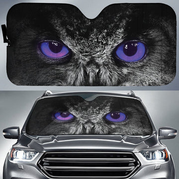 Purple Eyes Of Owl Car Sunshade Custom Owl Car Accessories - Gearcarcover - 1