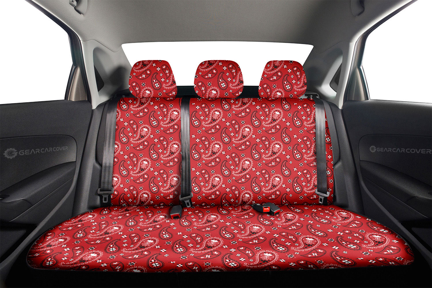 Red Paisley Pattern Car Back Seat Covers Custom Car Accessories - Gearcarcover - 2