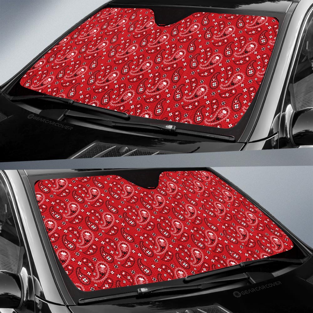 Red Paisley Pattern Car Sunshade Custom Car Accessories - Gearcarcover - 2