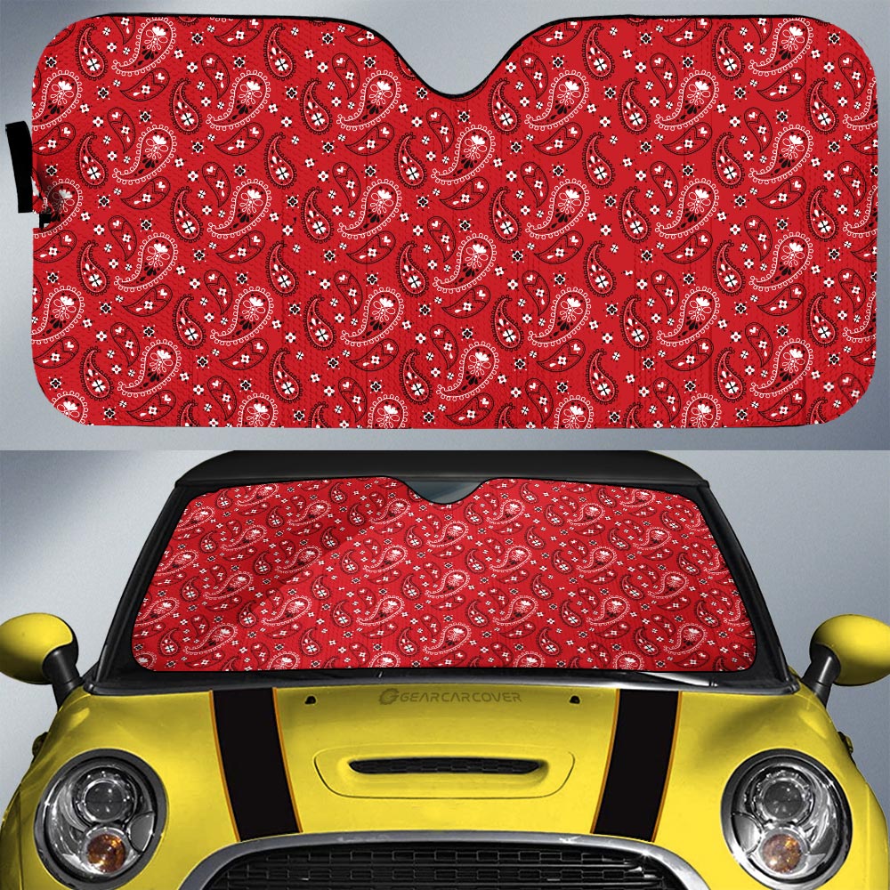 Red Paisley Pattern Car Sunshade Custom Car Accessories - Gearcarcover - 1