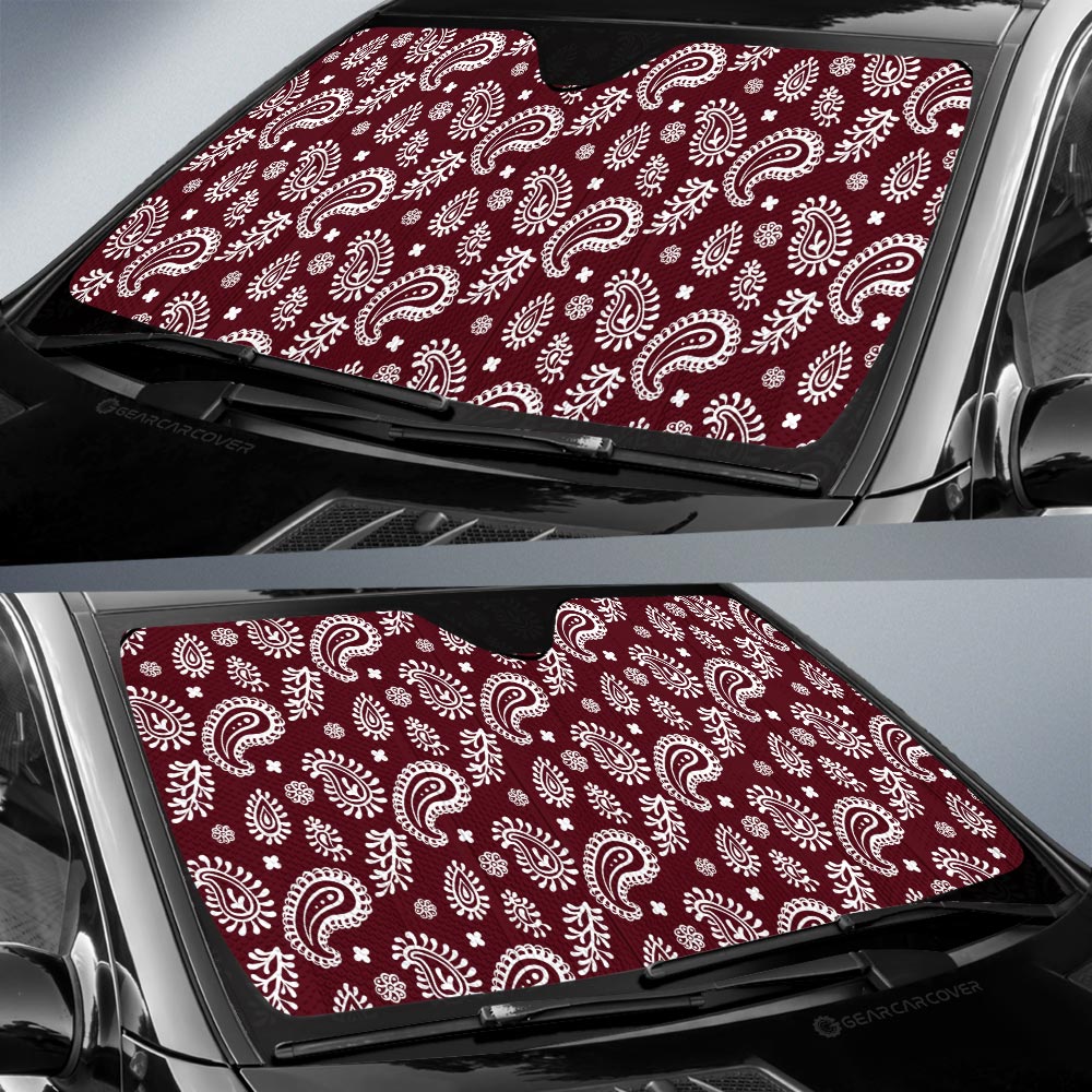 Red Paisley Pattern Car Sunshade Custom Car Accessories - Gearcarcover - 2