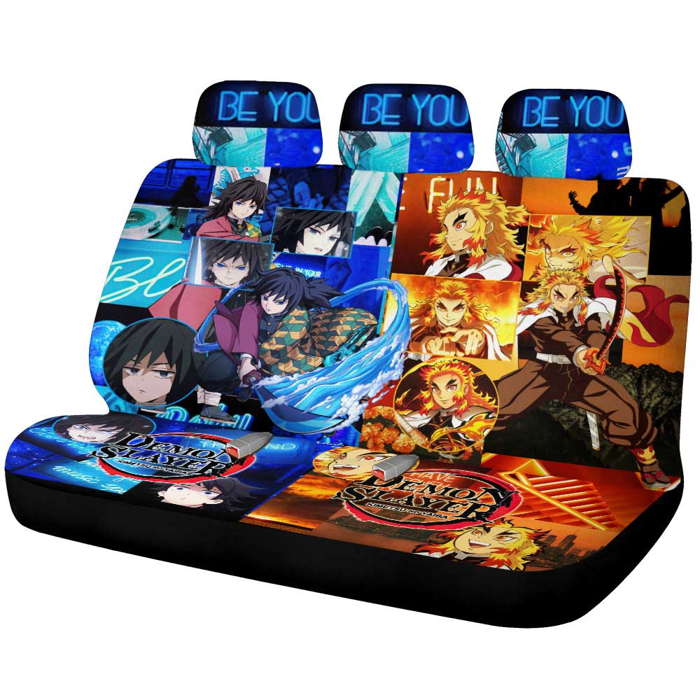 Rengoku And Giyuu Car Back Seat Cover Custom - Gearcarcover - 1