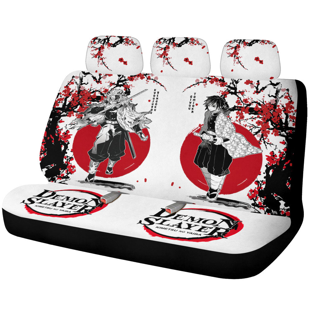 Rengoku And Giyuu Car Back Seat Covers Custom Japan Style Car Accessories - Gearcarcover - 1