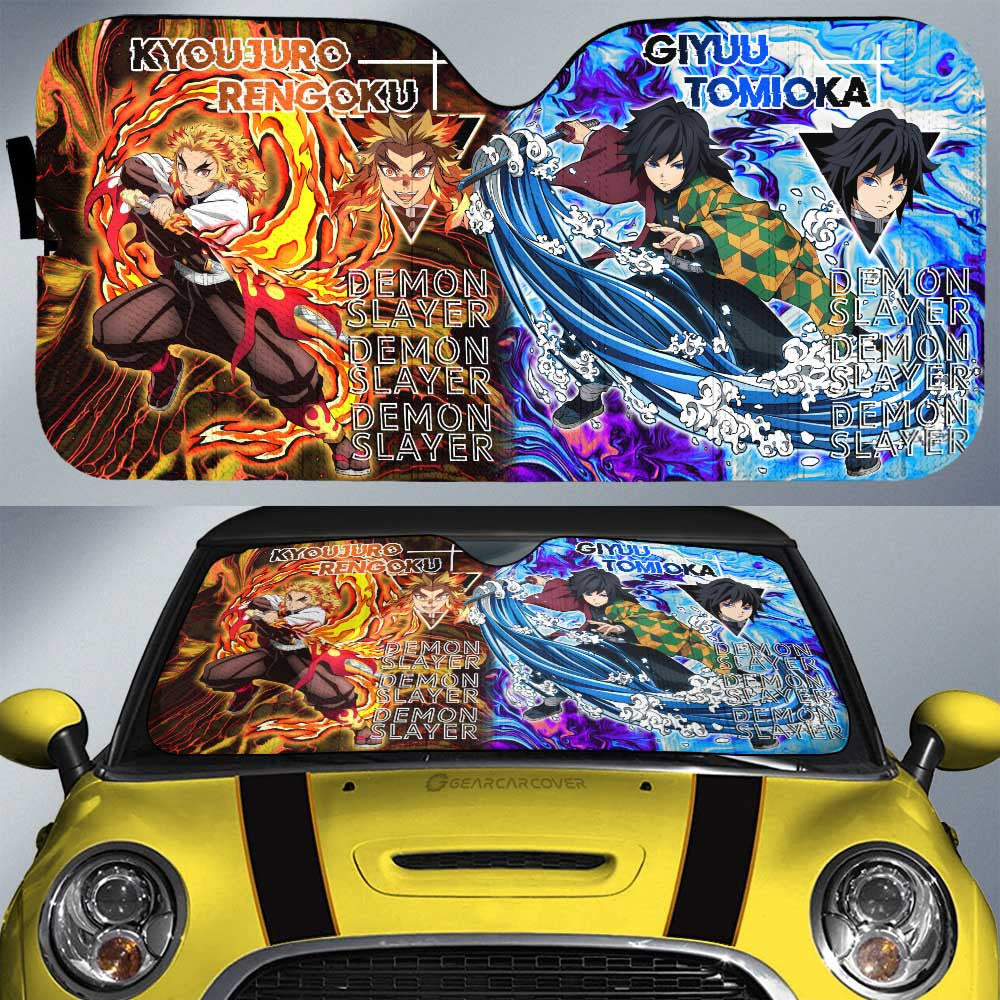 Rengoku And Giyuu Car Sunshade Custom Car Accessories - Gearcarcover - 1