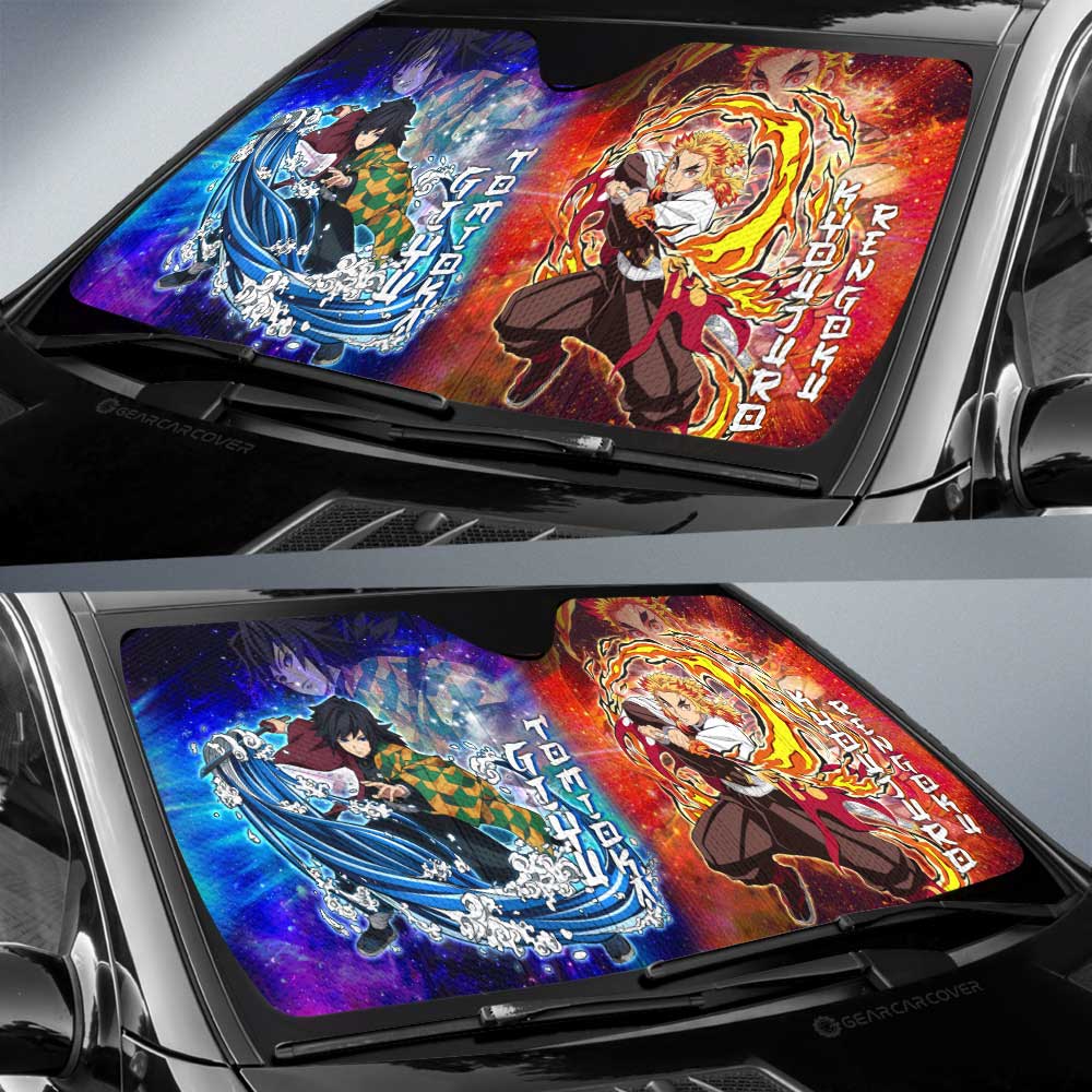 Rengoku And Giyuu Car Sunshade Custom Characters Car Accessories - Gearcarcover - 2