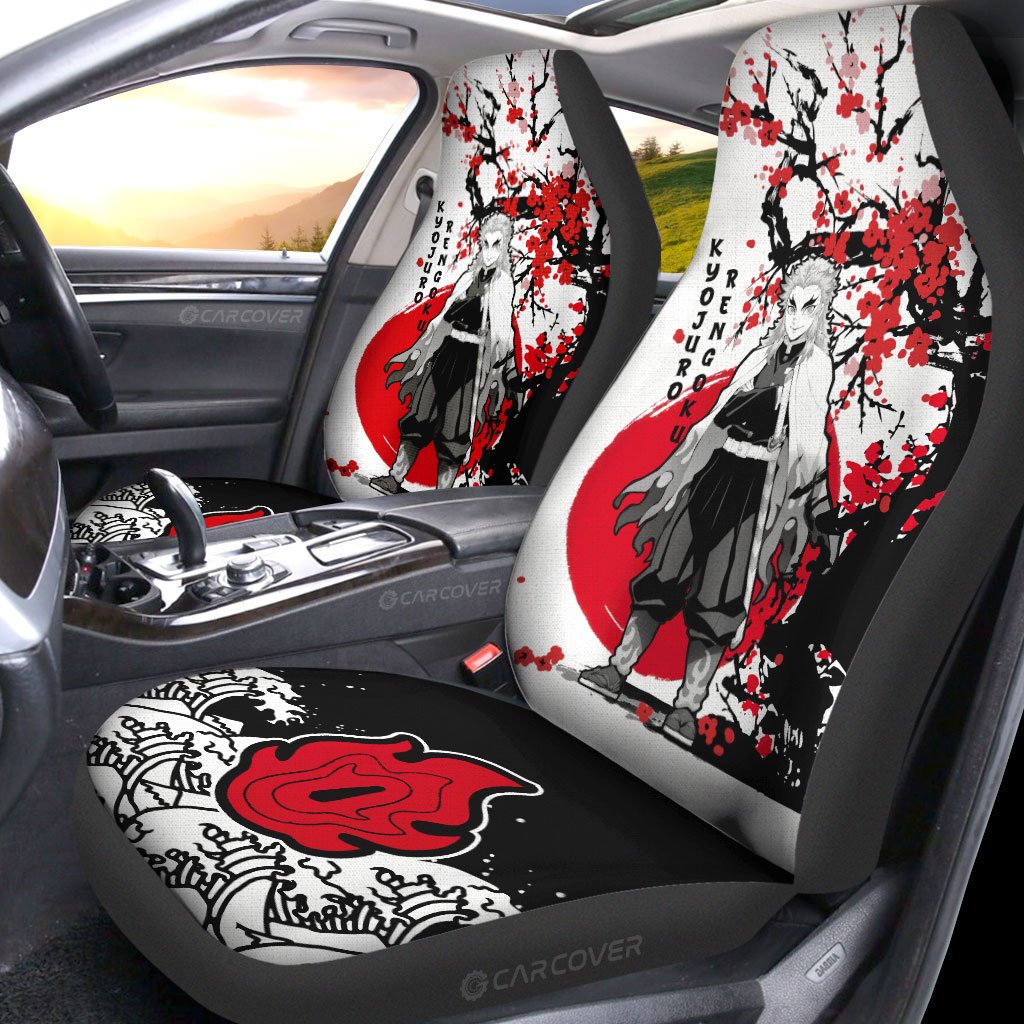 Rengoku Car Seat Covers Custom Japan Style Anime Demon Slayer Car Interior Accessories - Gearcarcover - 2