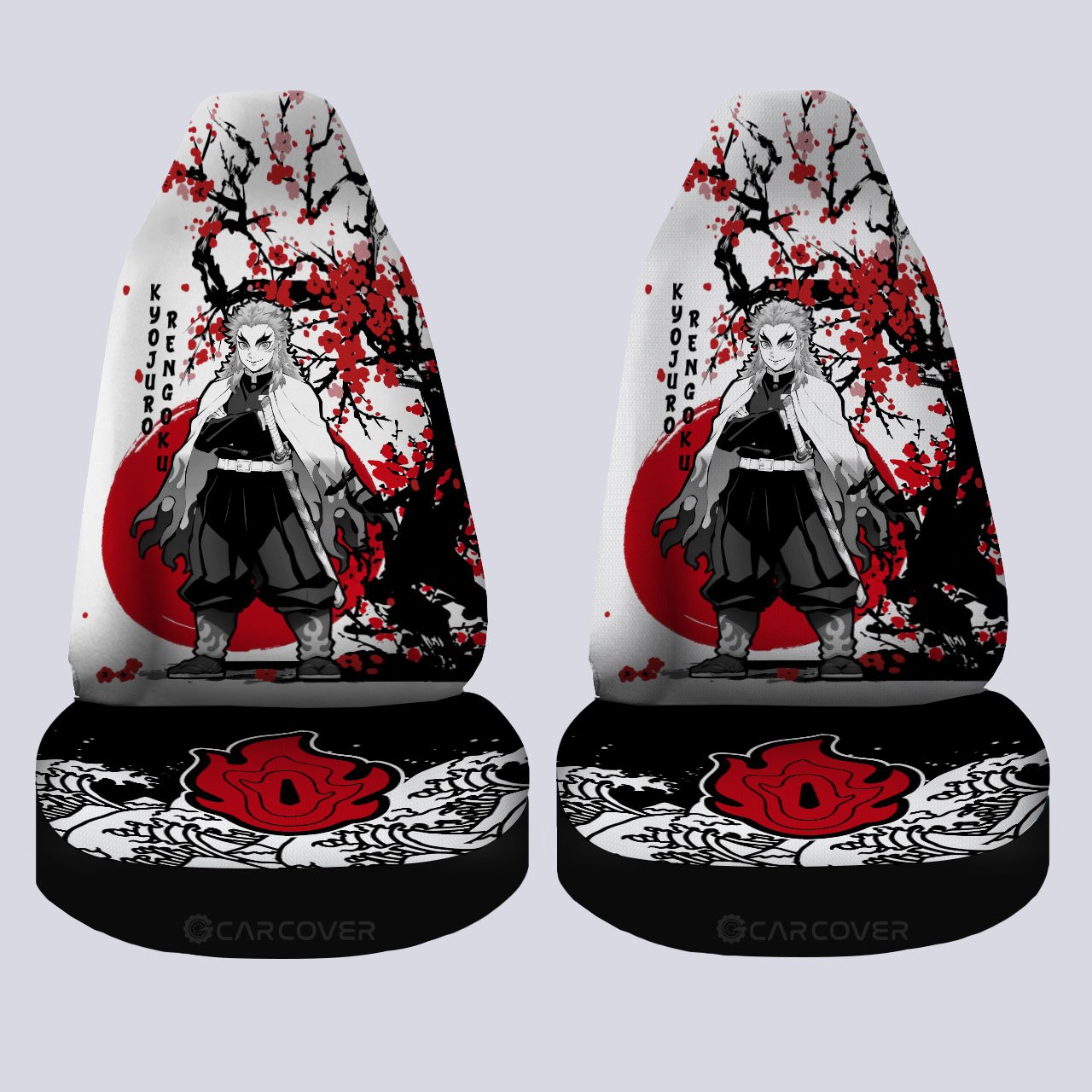 Rengoku Car Seat Covers Custom Japan Style Anime Demon Slayer Car Interior Accessories - Gearcarcover - 4