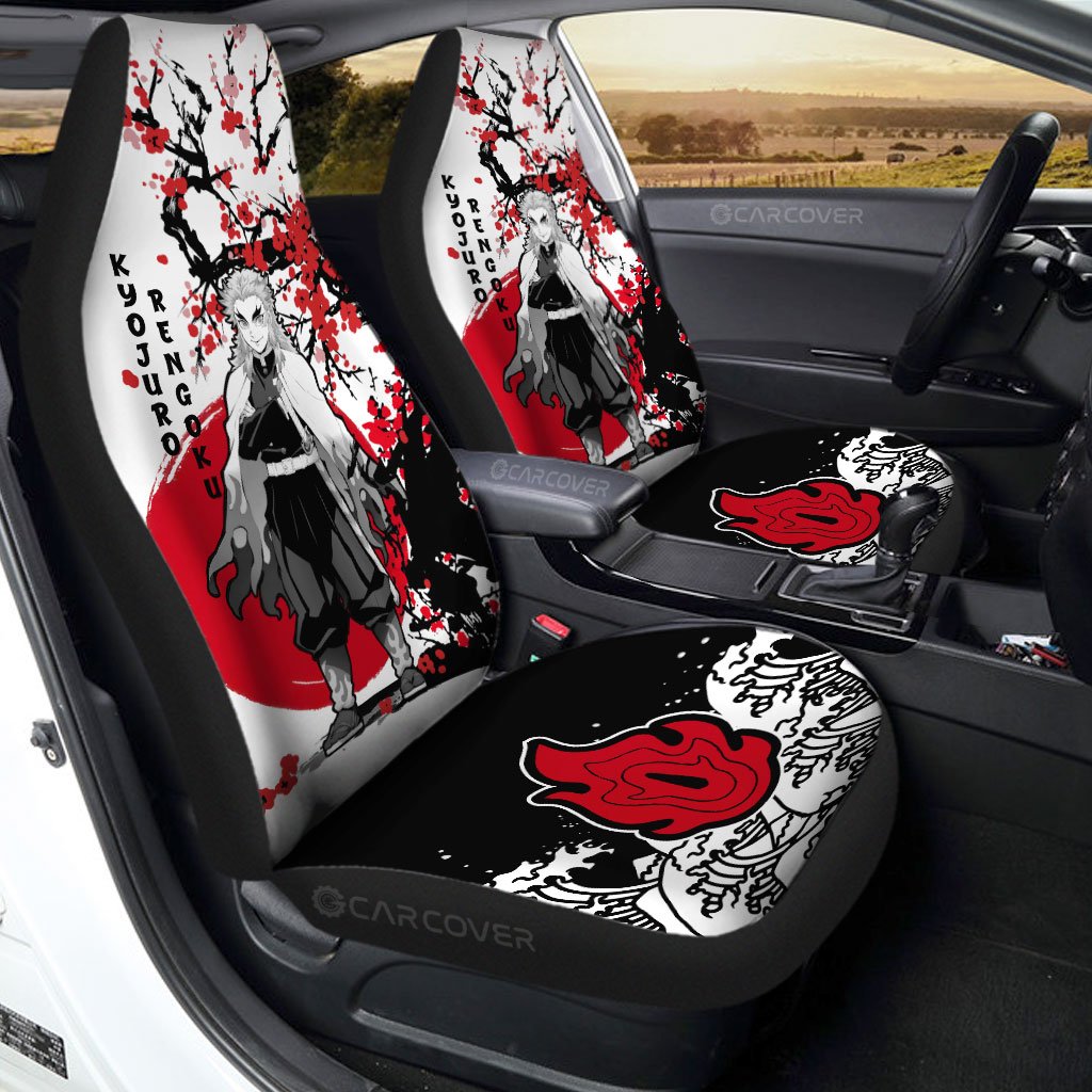 Rengoku Car Seat Covers Custom Japan Style Anime Demon Slayer Car Interior Accessories - Gearcarcover - 1