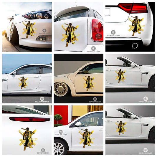 Roronoa Zoro Car Sticker Custom Gold Silhouette Style - Gearcarcover - 2