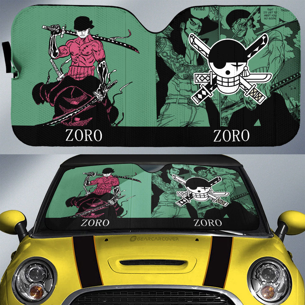 Roronoa Zoro Car Sunshade Custom Car Accessories Manga Style - Gearcarcover - 1