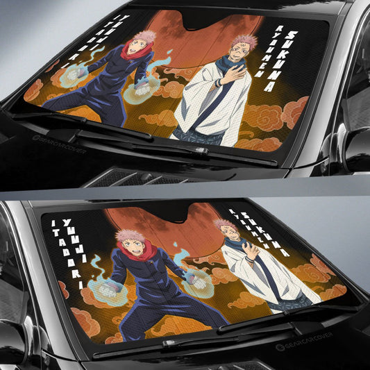 Ryoumen Sukuna And Yuuji Itadori Car Sunshade Custom Car Accessories - Gearcarcover - 2