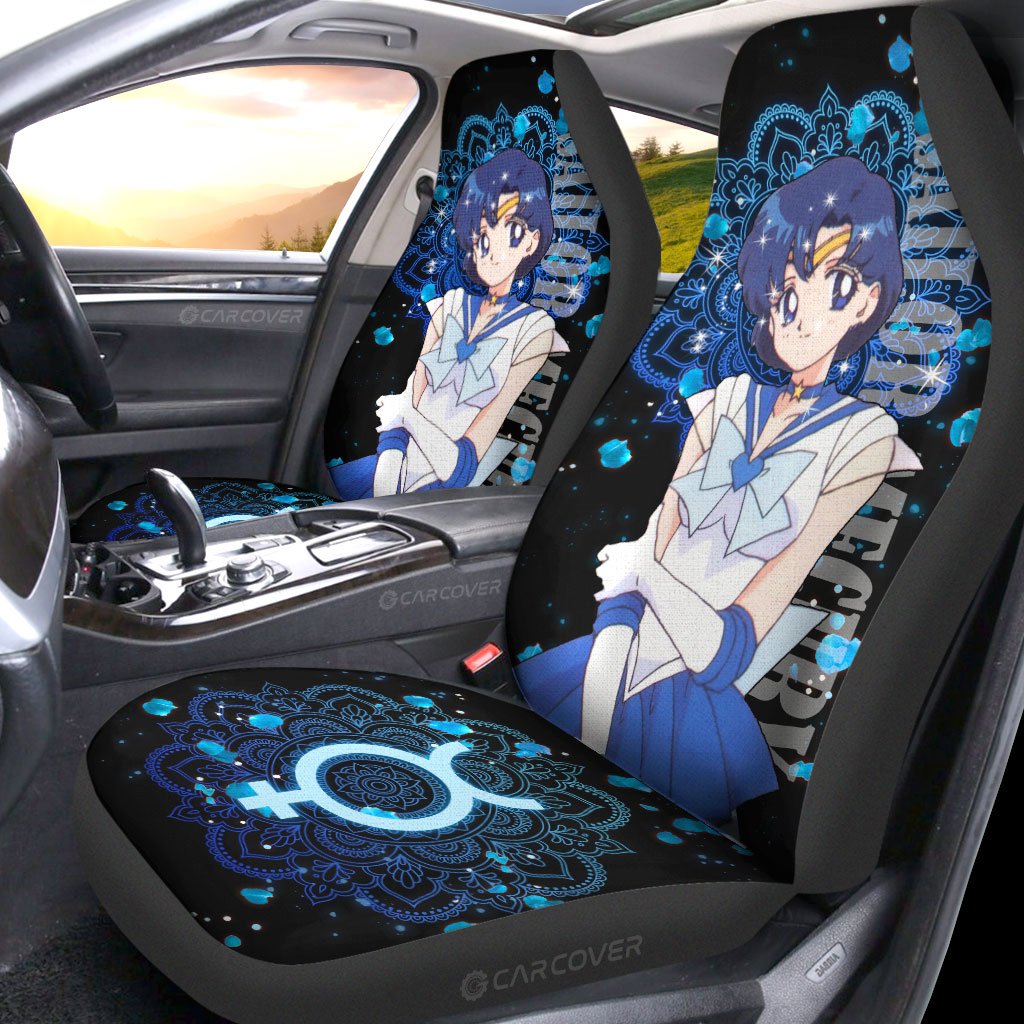 Sailor Mercury Car Seat Covers Custom Sailor Moon Anime Car Interior Accessories - Gearcarcover - 2