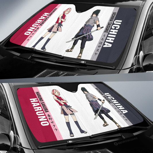 Sakura And Sasuke Car Sunshade Custom Anime Car Accessories For Fans - Gearcarcover - 2