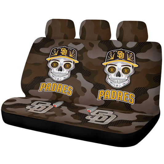 San Diego Padres Car Back Seat Covers Skull Theme Collection - Gearcarcover - 1