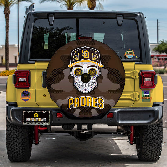 San Diego Padres Spare Tire Covers Camera Hole Skull Theme Collection - Gearcarcover - 2