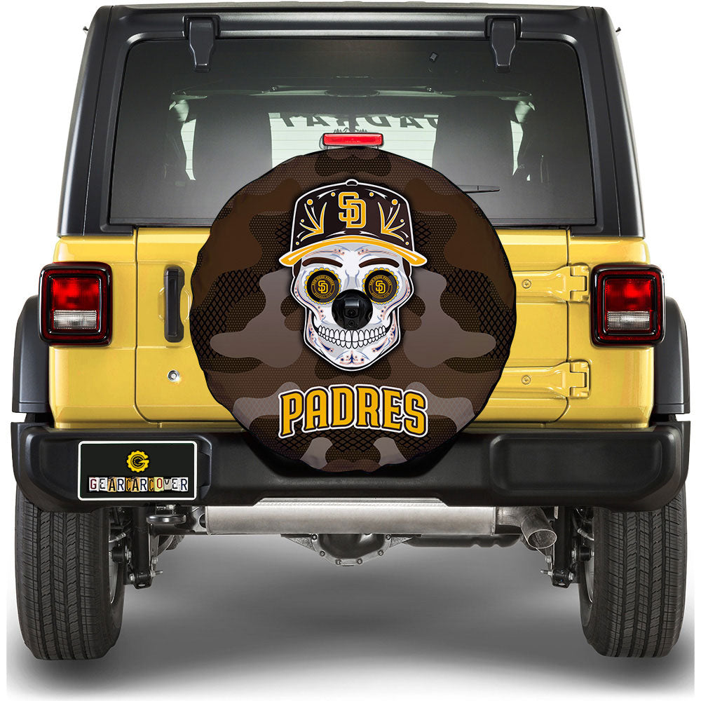 San Diego Padres Spare Tire Covers Camera Hole Skull Theme Collection - Gearcarcover - 1