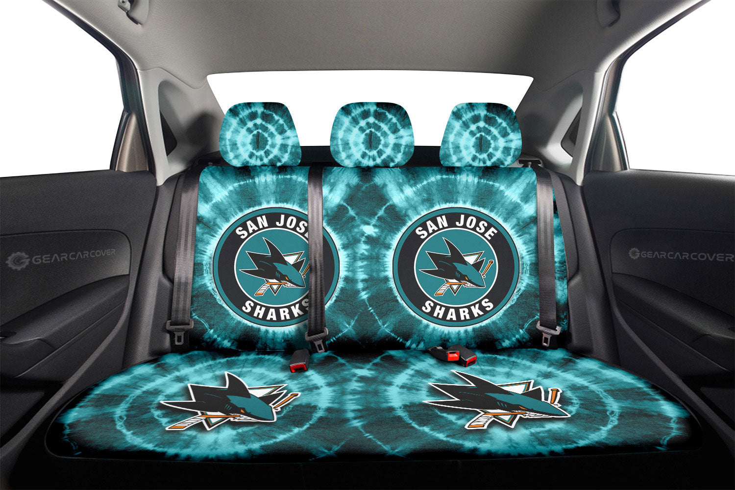 San Jose Sharks Car Back Seat Covers Custom Tie Dye Car Accessories - Gearcarcover - 2