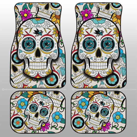 San Jose Sharks Car Floor Mats Custom Sugar Skull Car Accessories - Gearcarcover - 1