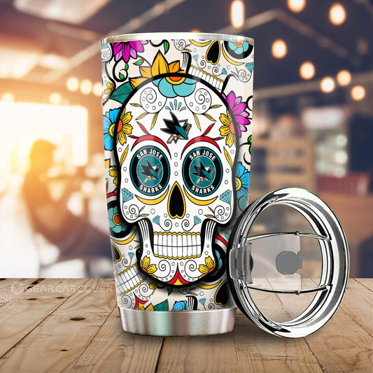 San Jose Sharks Tumbler Cup Custom Sugar Skull Car Accessories - Gearcarcover - 1