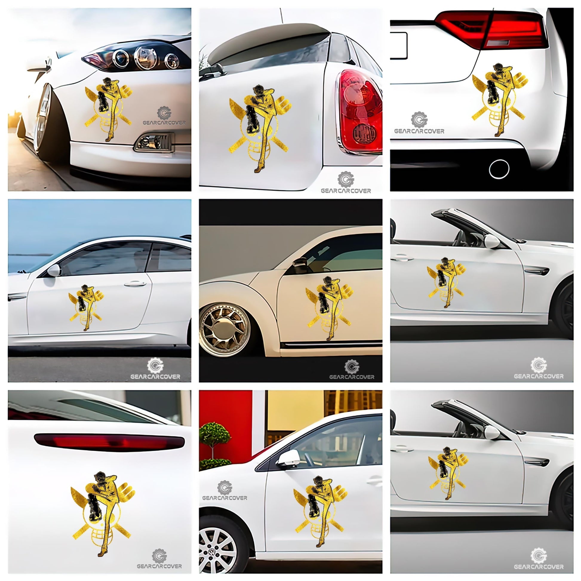 Sanji Car Sticker Custom Gold Silhouette Style - Gearcarcover - 2