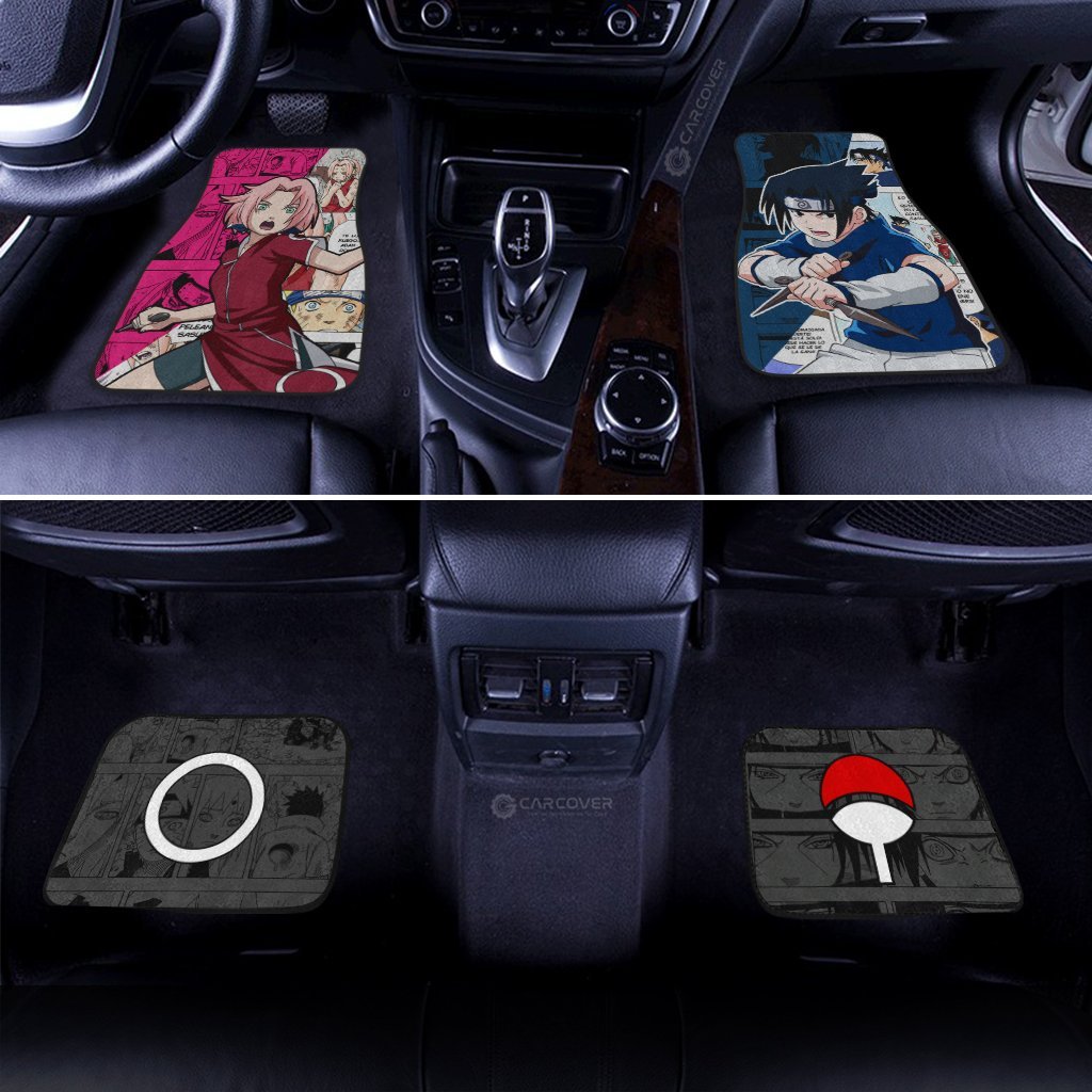 Sasuke And Sakura Car Floor Mats Custom Anime Mix Manga Car Interior Accessories - Gearcarcover - 3