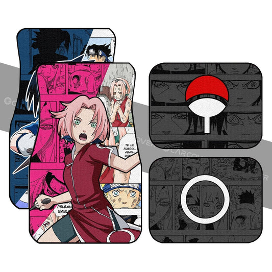 Sasuke And Sakura Car Floor Mats Custom Anime Mix Manga Car Interior Accessories - Gearcarcover - 1