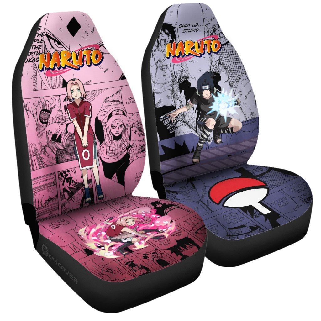Sasuke And Sakura Car Seat Covers Custom Anime Car Interior Accessories - Gearcarcover - 3