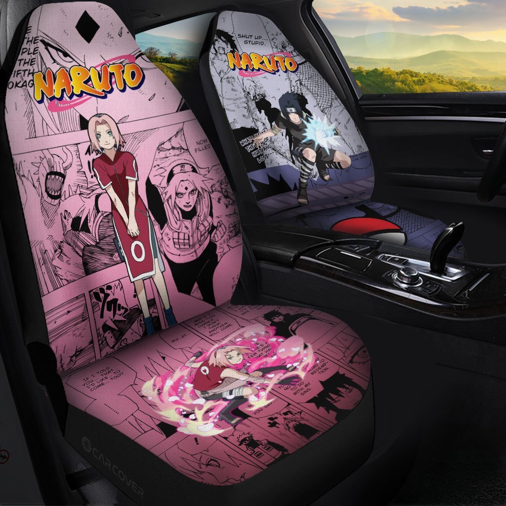 Sasuke And Sakura Car Seat Covers Custom Anime Car Interior Accessories - Gearcarcover - 1
