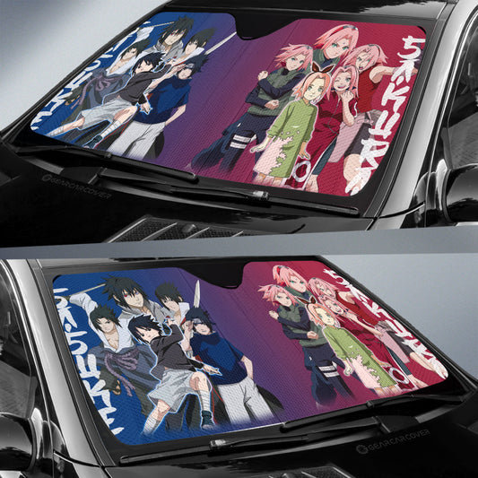 Sasuke And Sakura Car Sunshade Custom Anime Car Accessories - Gearcarcover - 2