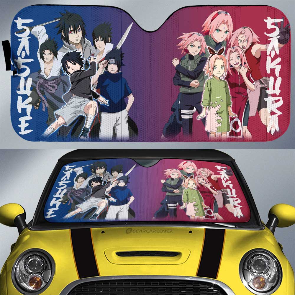 Sasuke And Sakura Car Sunshade Custom Anime Car Accessories - Gearcarcover - 1