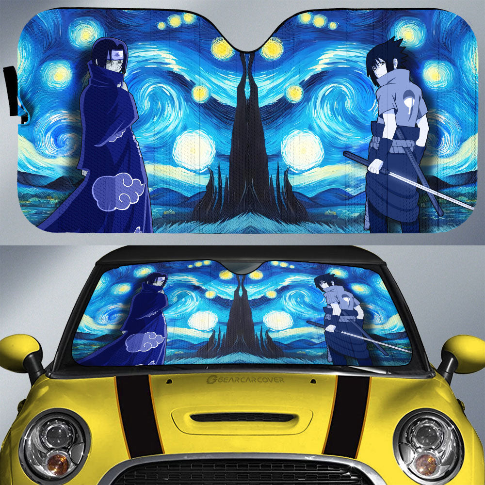 Sasuke Itachi Car Sunshade Custom Starry Night Styles - Gearcarcover - 1