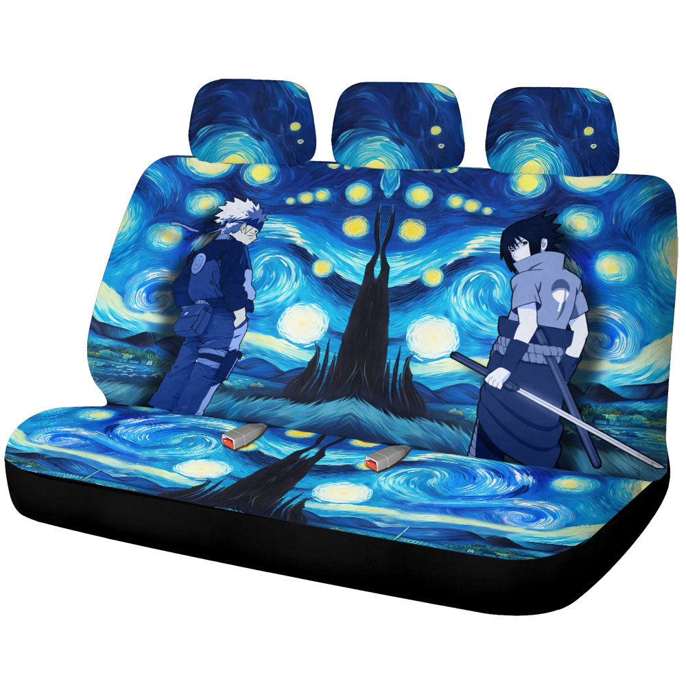 Sasuke Naruto Car Back Seat Covers Custom Starry Night Styles - Gearcarcover - 1