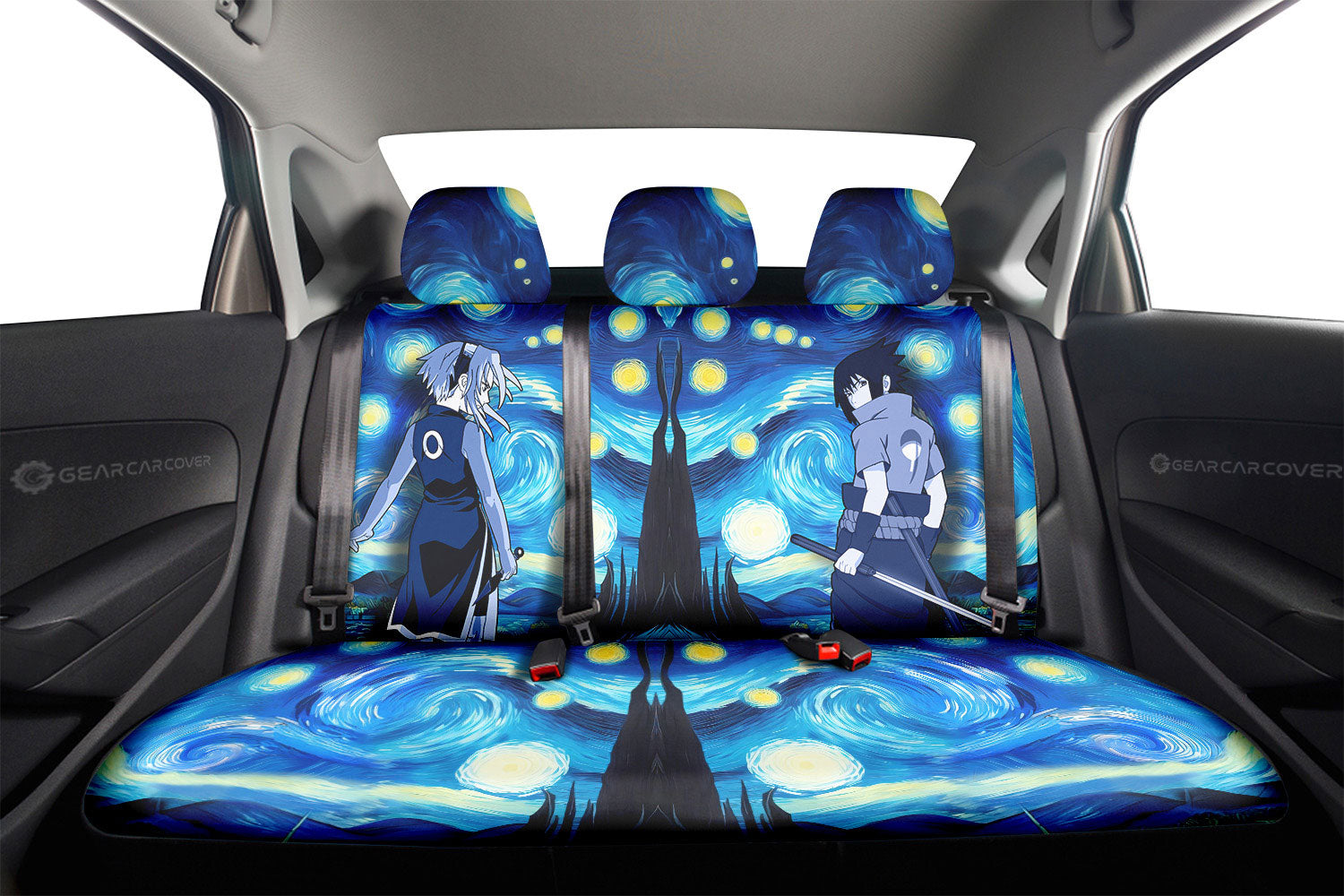 Sasuke Sakura Car Back Seat Covers Custom Starry Night Styles - Gearcarcover - 2